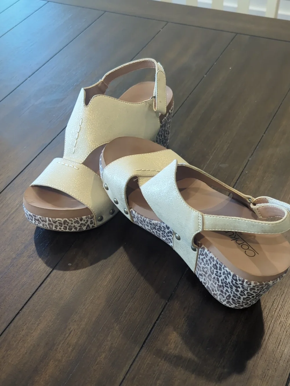 Corky's Wedge sandals Size 8 Leopard And Gold